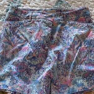 Talbots Pink Blue Abstract Paisley Bermuda Shorts